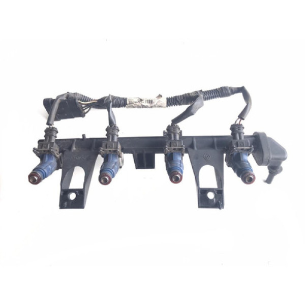 Flauta Com Bico Injetor E Chicote Logan Sandero 1.0 08 A 13